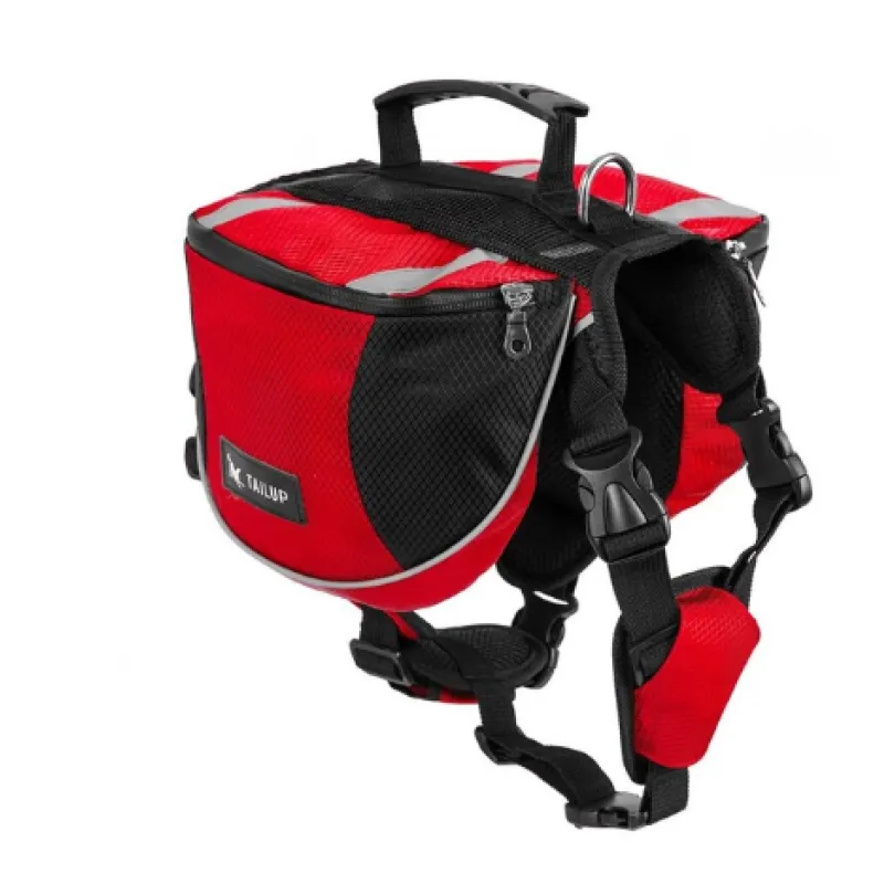 Hunde-Rucksack für Outdoor-Aktivitäten – Verstellbar und Wasserdicht in Rot und Grau