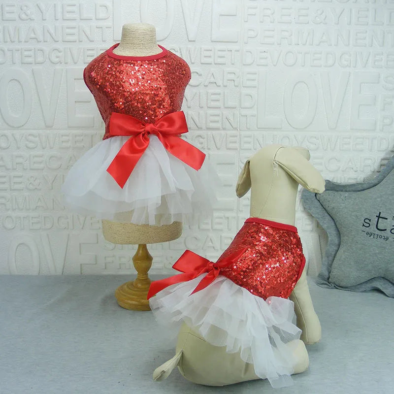 Elegantes Hundekleid mit Glitzer und Tüllrock In 2 Farben