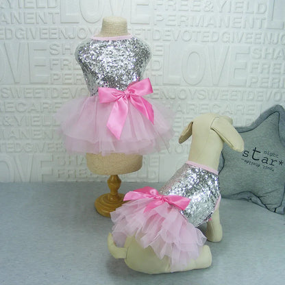 Elegantes Hundekleid mit Glitzer und Tüllrock In 2 Farben