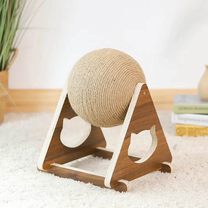 Katzen Kratzball 360° – Innovativer Kratzbaum Mit Drehbarem Sisalball  Stabilem Holzgestell