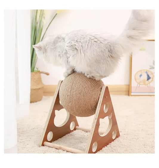 Katzen Kratzball 360° – Innovativer Kratzbaum Mit Drehbarem Sisalball  Stabilem Holzgestell