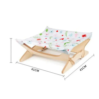 Bunte Katzenliege aus Holz mit Stoffbezug – Komfortabler Ruheplatz für Katzen