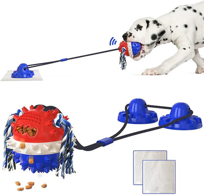 Interaktives Hundespielzeug mit Saugnäpfen und Leckerli-Spender