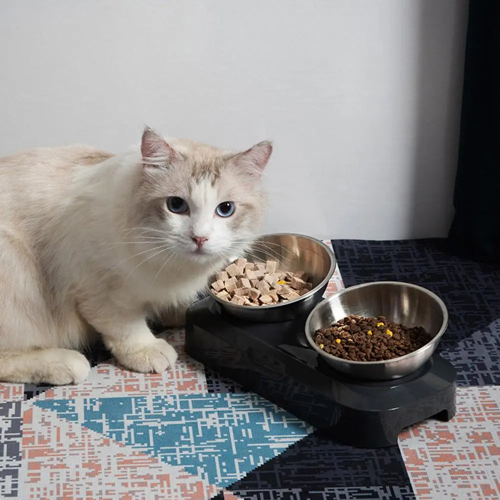 Doppelnapf Für Katzen Aus Edelstahl Mit Standfuß