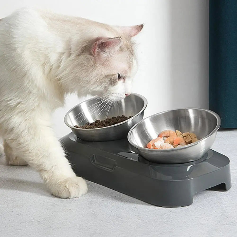 Doppelnapf Für Katzen Aus Edelstahl Mit Standfuß