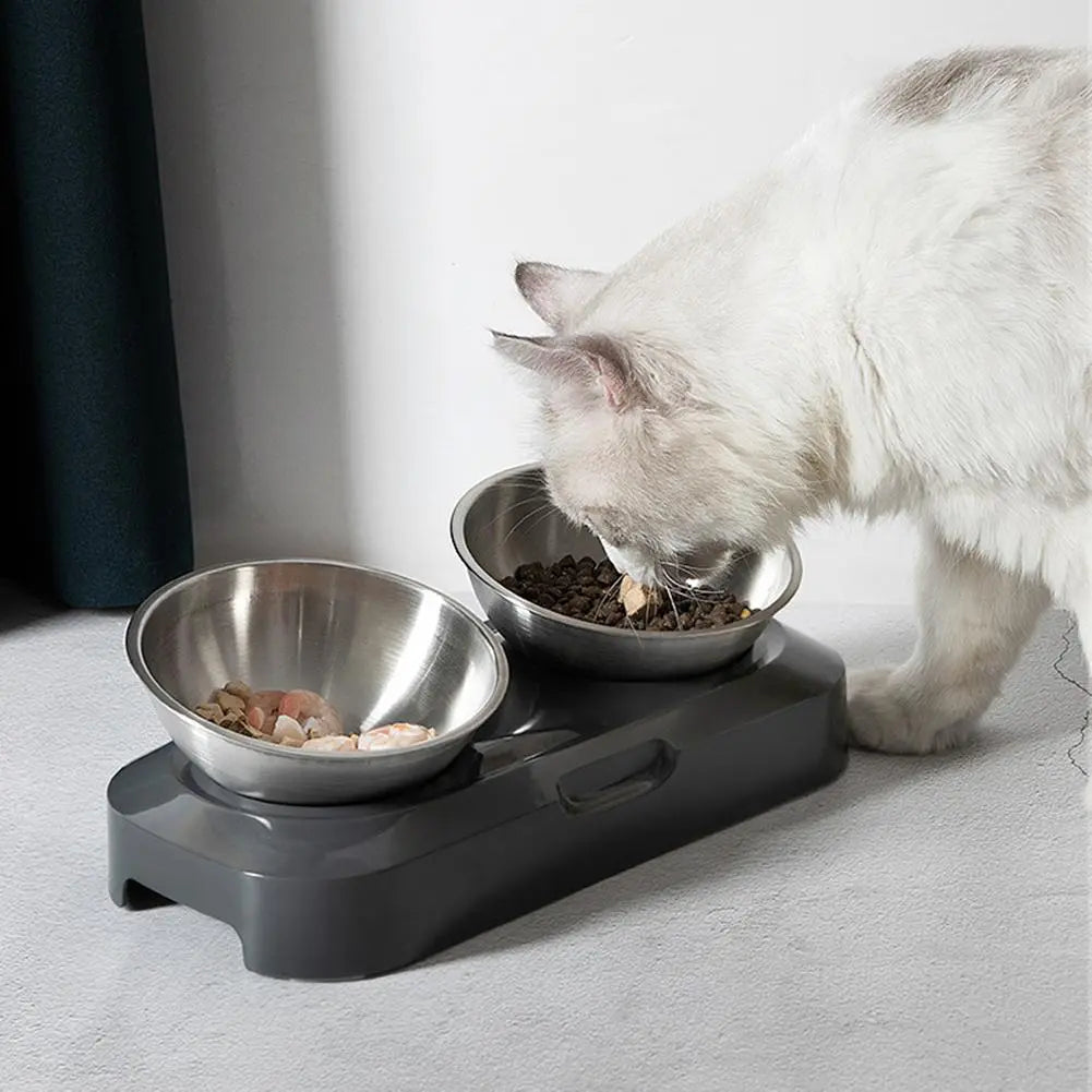 Doppelnapf Für Katzen Aus Edelstahl Mit Standfuß