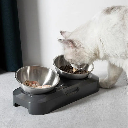 Doppelnapf Für Katzen Aus Edelstahl Mit Standfuß