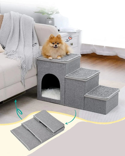 Haustier Treppe und Rampenleiter – Stabil und Zusammenklappbar, für Hunde und Katzen