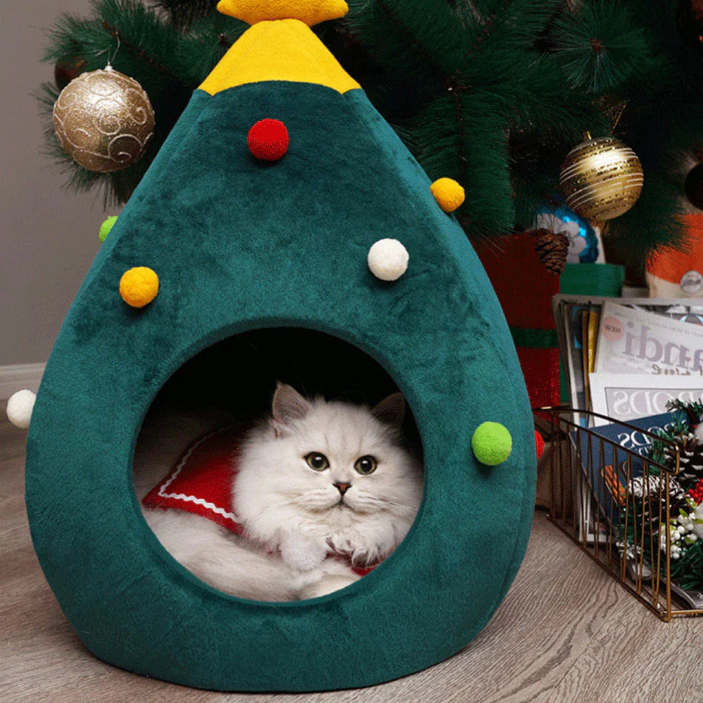 Katzenbett Im Weihnachtsbaum-Design