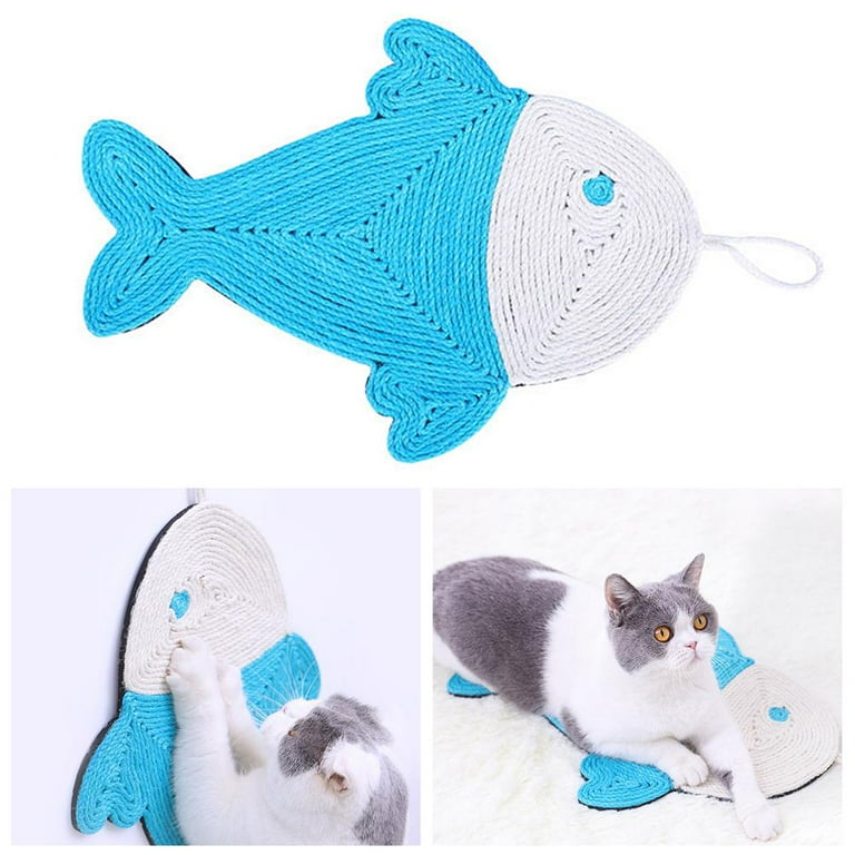 Katzenskratzmatte Cactus & Fisch – Kratzspielzeug für Katzen, Wand- und Bodenkratzmatte aus Sisal