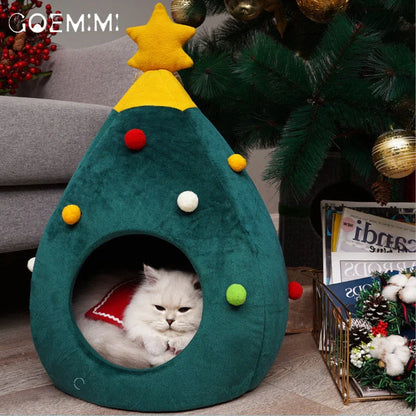 Katzenbett Im Weihnachtsbaum-Design