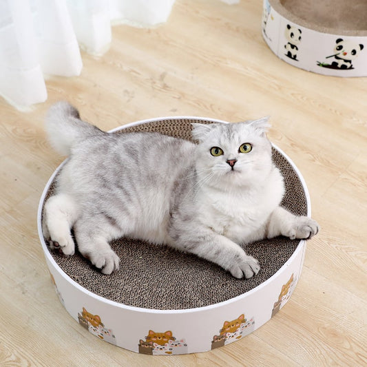 Katzenkratzmatte rund mit Süßem Design – Katzenkratzbrett für Mehr Kratzspaß und Entspannung