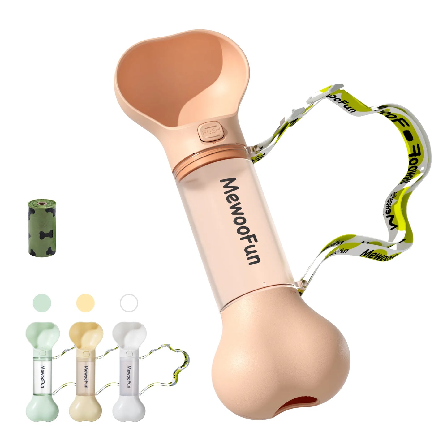 Trinkflasche für Hunde in Knochenform – Tragbarer Wasserspender mit Napf