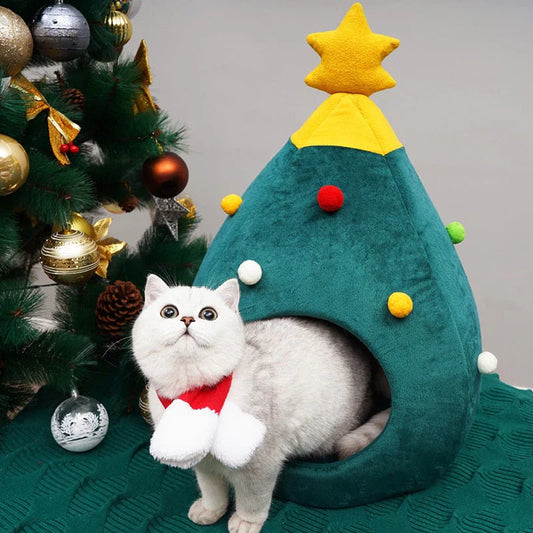 Katzenbett Im Weihnachtsbaum-Design