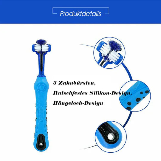3-Kopf-Hundezahnbürste – Effektive Reinigung für gesunde Zähne