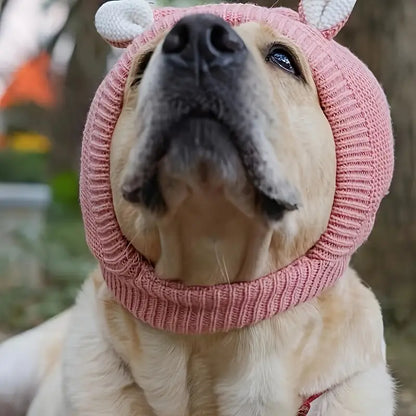 Kuschelige Strickmütze mit Ohren für Hunde