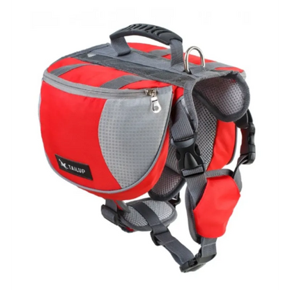 Hunde-Rucksack für Outdoor-Aktivitäten – Verstellbar und Wasserdicht in Rot und Grau