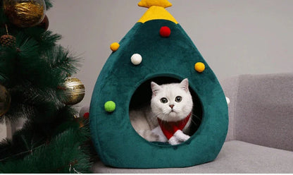 Katzenbett Im Weihnachtsbaum-Design