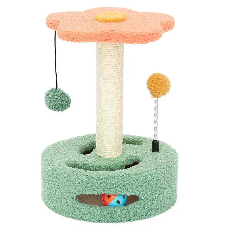 Katzenkratzbaum Sonnenblume – Kratzsäule Mit Spielzeug Und Interaktivem Katzenspielplatz