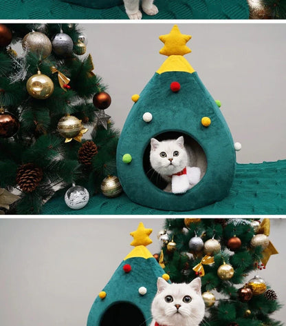 Katzenbett Im Weihnachtsbaum-Design