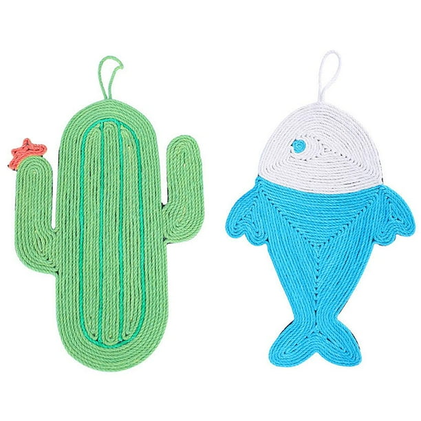 Katzenskratzmatte Cactus & Fisch – Kratzspielzeug für Katzen, Wand- und Bodenkratzmatte aus Sisal