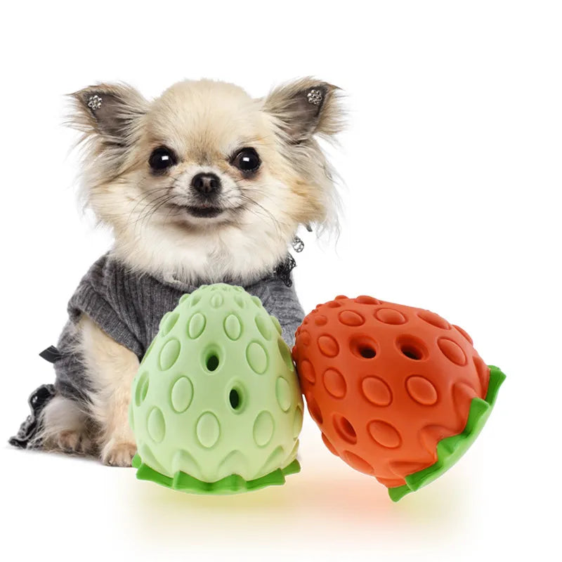 Kauspielzeug für Hunde – Interaktives Spielzeug in Erdbeerform Aus Gummi