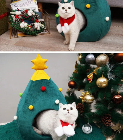 Katzenbett Im Weihnachtsbaum-Design