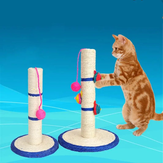 Katzenkratzsäule mit Buntem Spielzeug – Sisal-Kratzbaum mit Bällen und Tieren