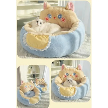 Kuscheliges Katzenbett Im Niedlichen Design – Gemütliches Bett für Katzen und Kleine Haustiere