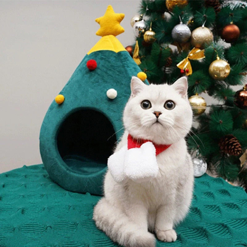 Katzenbett Im Weihnachtsbaum-Design
