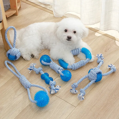 Hundespielzeug mit Gummikugel und Seil – Kauspielzeug zum Ziehen und Spielen