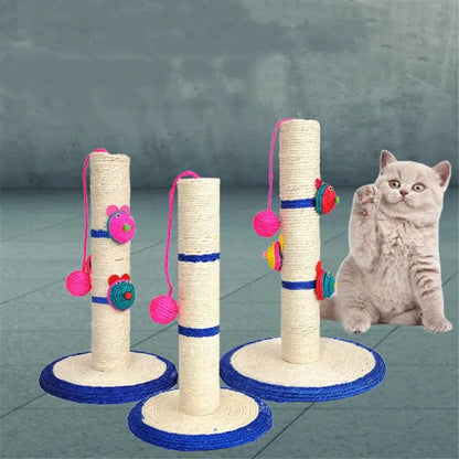 Katzenkratzsäule mit Buntem Spielzeug – Sisal-Kratzbaum mit Bällen und Tieren