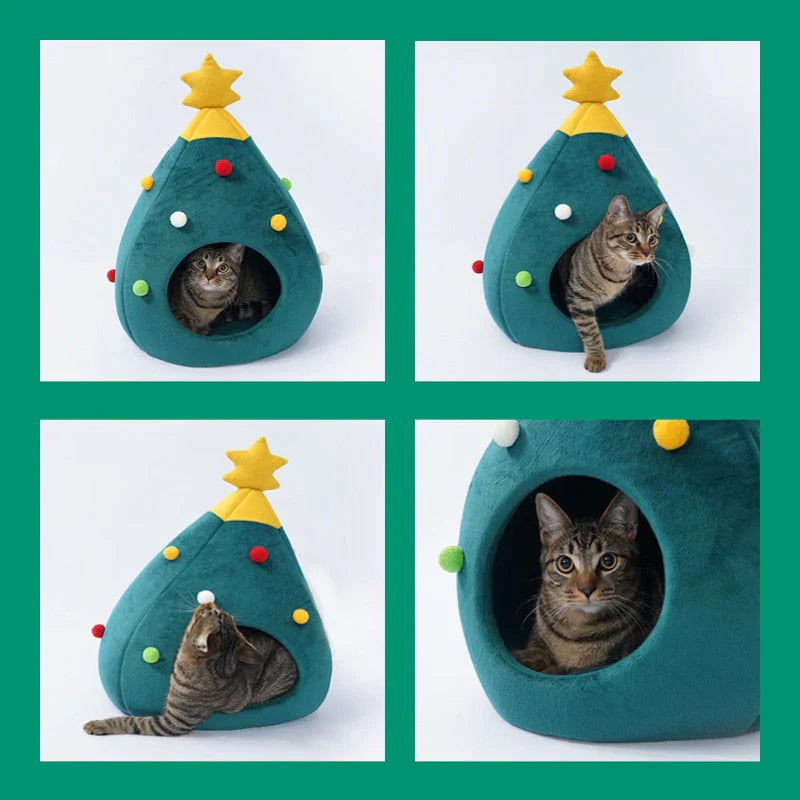 Katzenbett Im Weihnachtsbaum-Design