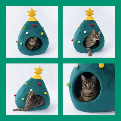 Katzenbett Im Weihnachtsbaum-Design