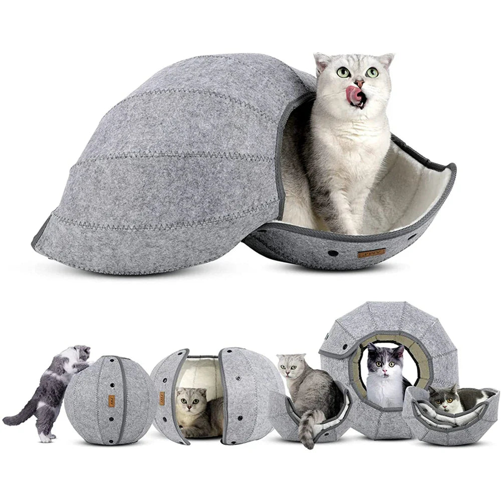 5-in-1 Katzenbett Mit Spielzeugtunnel