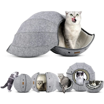 5-in-1 Katzenbett Mit Spielzeugtunnel