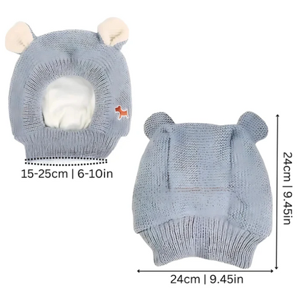 Kuschelige Strickmütze mit Ohren für Hunde