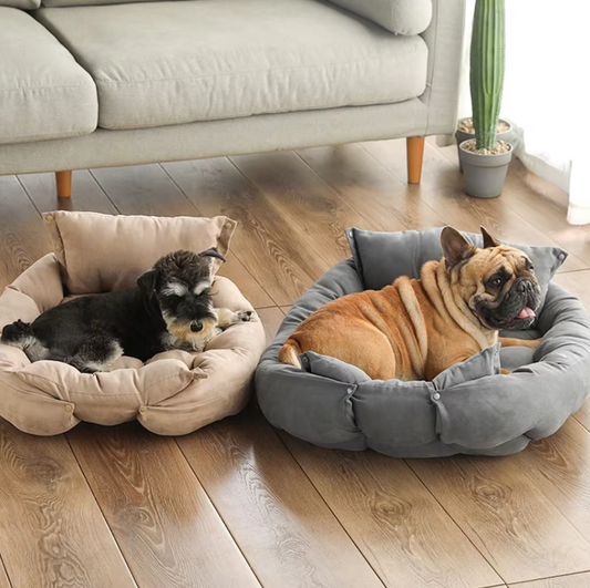 Kuscheliges Hundebett mit Kissen – Weiches  Waschbares Haustierbett für Hunde  Katzen