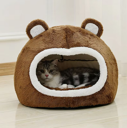 Katzenhöhle Bär – Flauschiges Katzenbett Mit Rutschfestem Boden  Dicker Polsterung