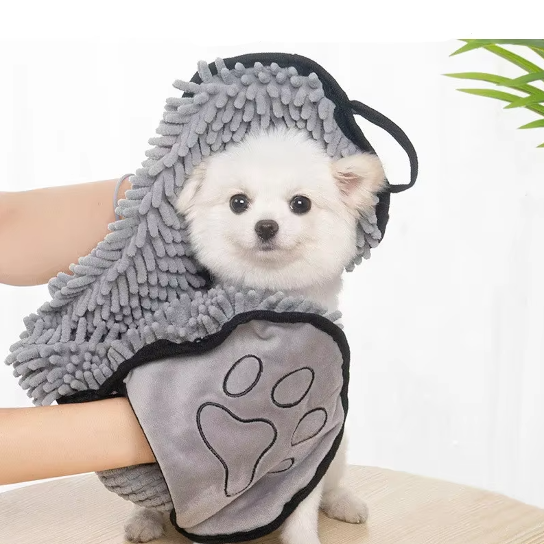 Mikrofaser-Haustierhandtuch Mit Handschuh – Super Saugfähiges Weiches Trockentuch Für Hunde Katzen