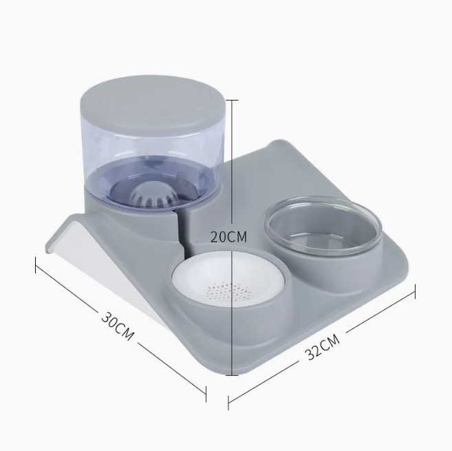 Wasser- und Futternapf für Haustiere – 2-in-1 System mit Praktischer Basis