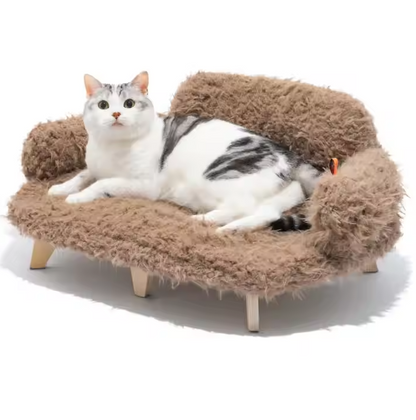 Kuscheliges Haustiersofa für Hunde und Katzen mit Weichem Plüschbezug und Holzfüßen