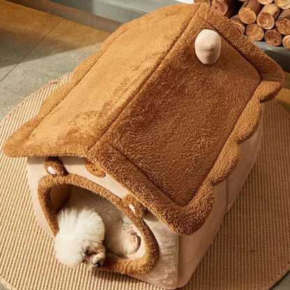 Gemütliches Haustierhaus – Weiches  Wärmendes Katzen- und Hundebett mit Kuscheligem Design