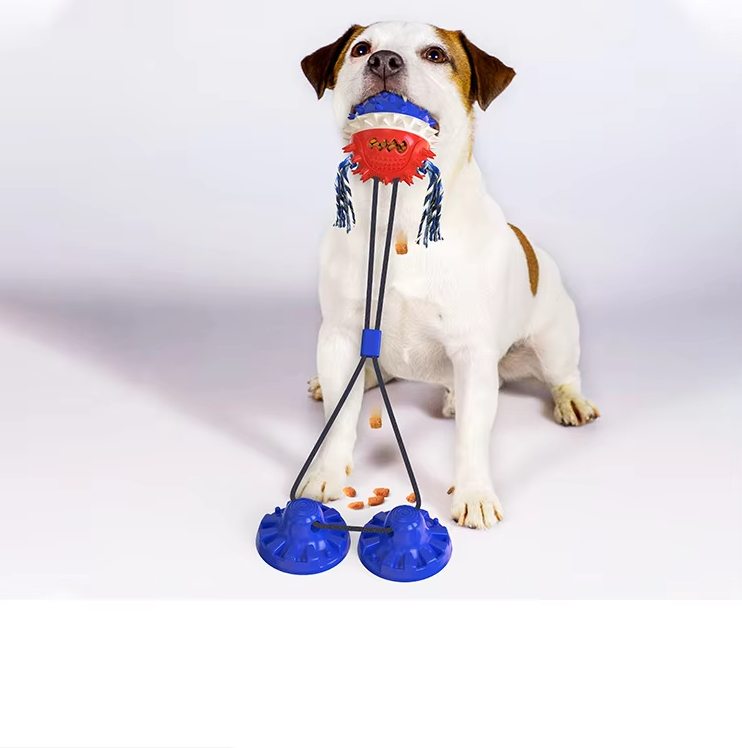 Interaktives Hundespielzeug mit Saugnäpfen und Leckerli-Spender