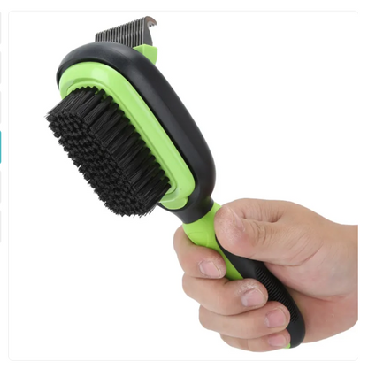 Hunde- Katzenbürste mit Entfernbarem Fellkamm – 2-in-1 Bürste für Sanfte Fellpflege