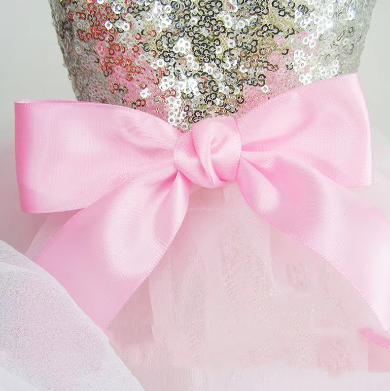 Elegantes Hundekleid mit Glitzer und Tüllrock In 2 Farben