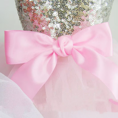 Elegantes Hundekleid mit Glitzer und Tüllrock In 2 Farben