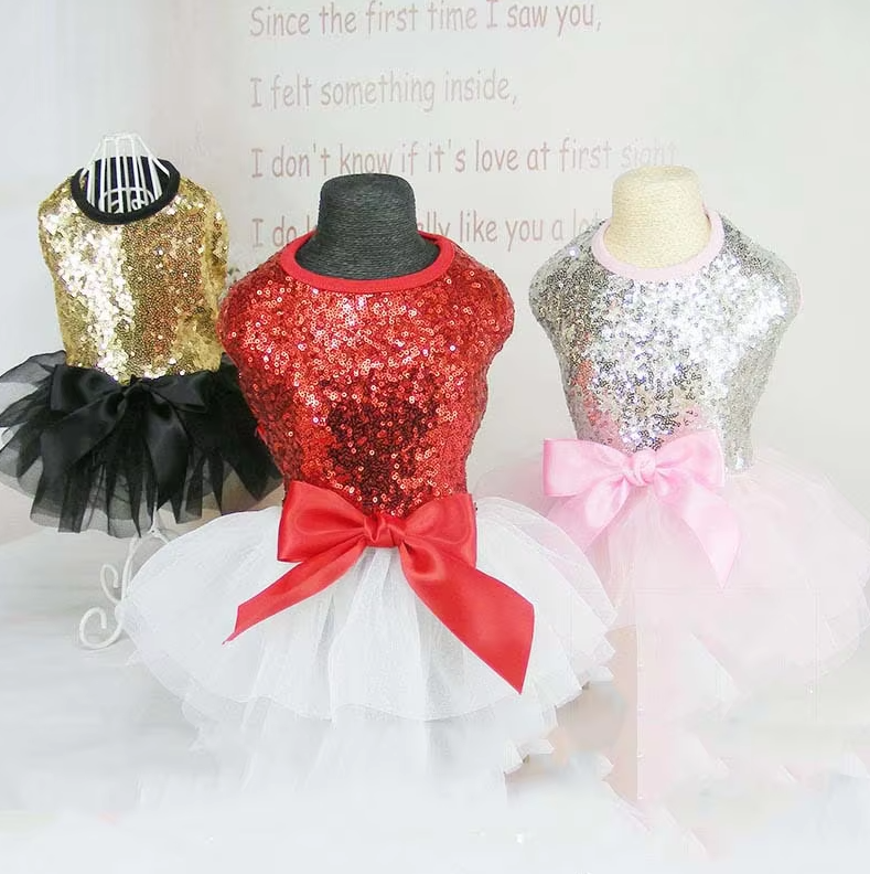 Elegantes Hundekleid mit Glitzer und Tüllrock In 2 Farben