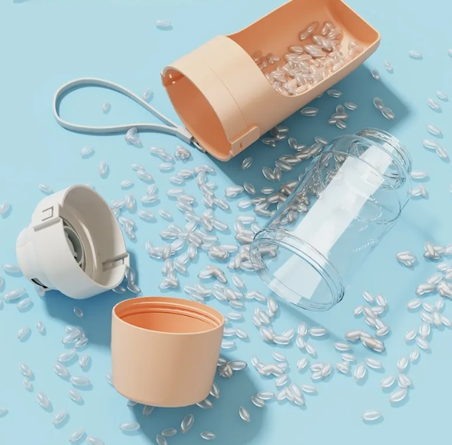 Faltbare Wasserflasche Für Haustiere Mit Futterbehälter