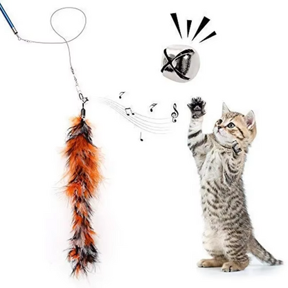 Teleskop-katzenangel Mit Federn – Interaktives Spielzeug Für Spannende Jagdabenteuer